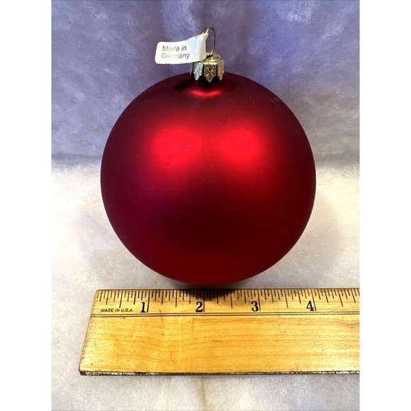 Vintage Glass Satin Dark Red Christmas Ornament 4" Rare With Tag Made in Germany - Picture 6 of 6